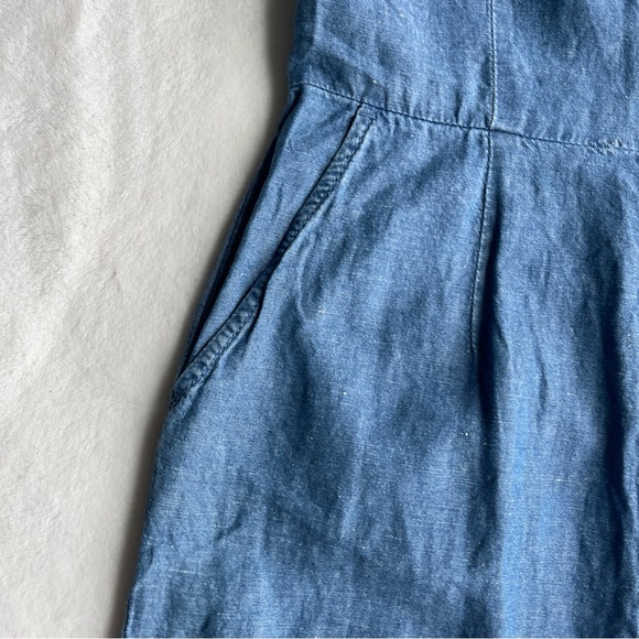 Madewell Chambray Muralist Jumpsuit Womens sz 00 Blue Denim Cotton Linen Cropped - Picture 14 of 16
